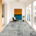 Vintage Dark Blue Rugs for Bedroom by HazoHaus