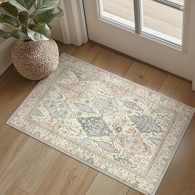 Bavni Area Rug 2X3, Small Aesthetic Entryway Rug, Non Slip Rugs by BAVNI