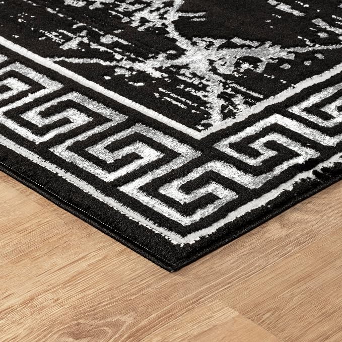 GLORY RUGS Area Rugs Marble 4x5 Black Gray Carpet Modern Abstract Rug Living - Image 6