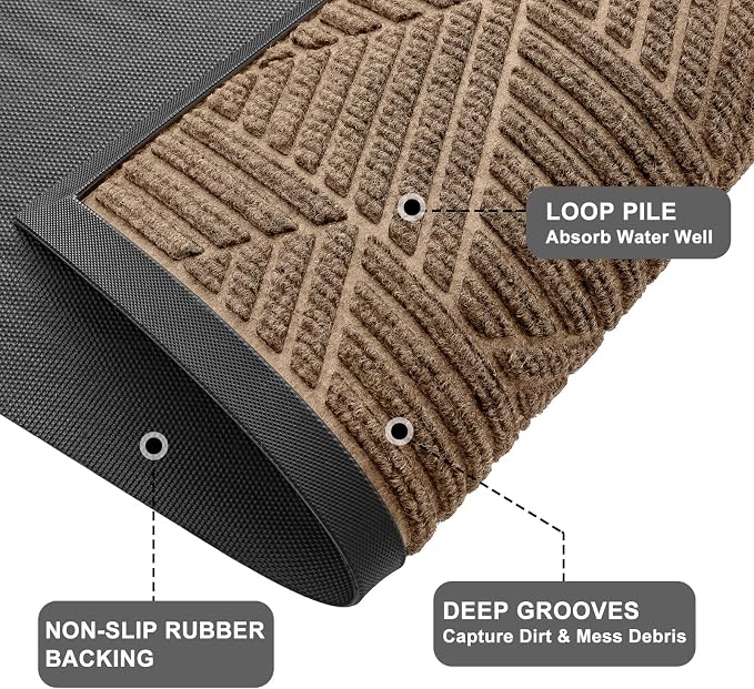 Kitinjoy Front Door Mat Outside Entrance, Sturdy Natural Dirt Trapper, Heavy - Image 4
