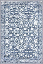 Vintage 4x6 Living Room Washable Rug, Light Blue White Non-Slip Soft Bedroom - Image 9