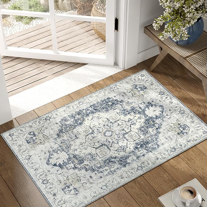 jinchan Kelda Area Rug 2x3 Entryway Rug Washable Soft Indoor Vintage Floor by JINCHAN