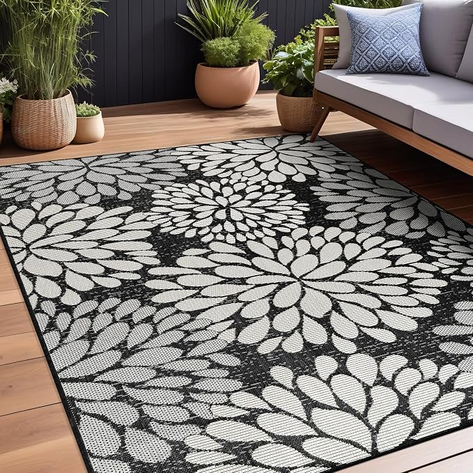 Beverly Rug Outdoor Rug 8x10 Modern Exotic Tropical Leaf Area Rugs by BeverlyRug