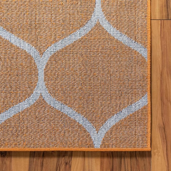 Rugs.com Lattice Frieze Collection Rug – 8' x 10' Orange Medium Rug Perfect - Image 9