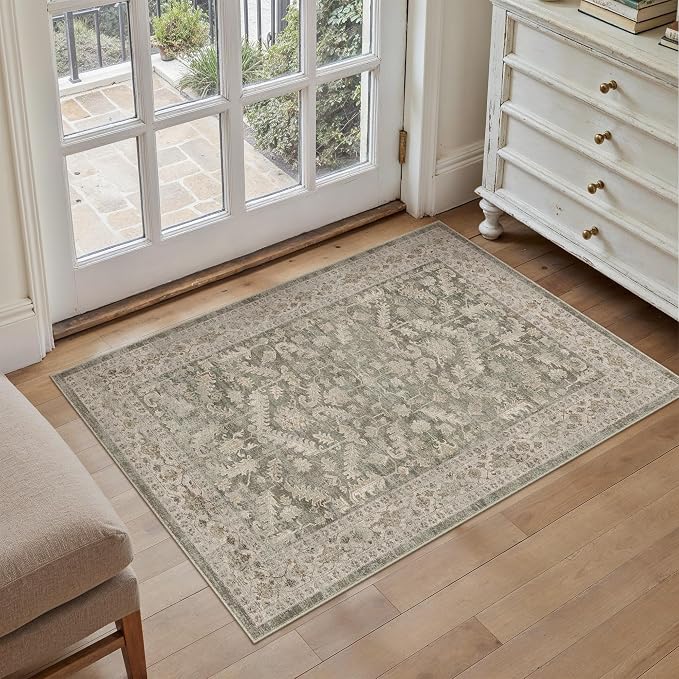 Brown 2x3 Entryway Rug Vintage Area Carpet Indoor Kitchen Washable Door Mat - Image 5