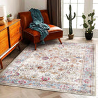 Washable Area Rug Vintage 6'x9' Light Traditional Floor Cover Thin Rug Retro - Image 3