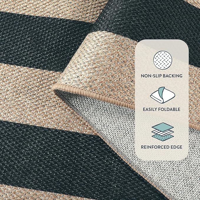 Lahome Striped Easy Jute Outdoor Rug, Washable Rugs 8x10 - Image 4