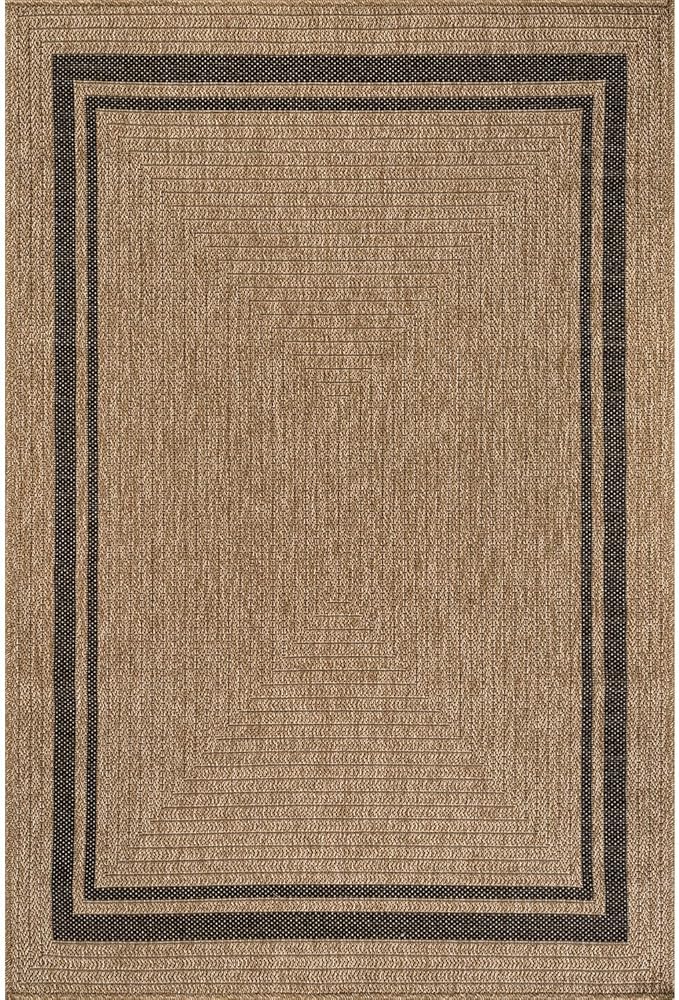 Beverly Rug Easy Jute Bordered Rug 5x7 Washable Durable Indoor Outdoor Area Rugs - Image 2