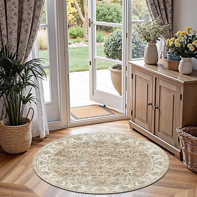 jinchan Fiora Round Rug 5ft Area Rug by JINCHAN