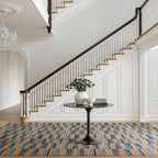 Dash & Albert Ravel Stripe Blue Machine Washable Rug, 3 X 5 Feet, Tan/Blue - Image 2