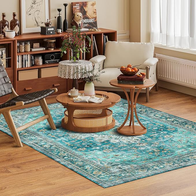 Washable Area Rug 9' x 12' Vintage Traditional Persian Mat - Image 2