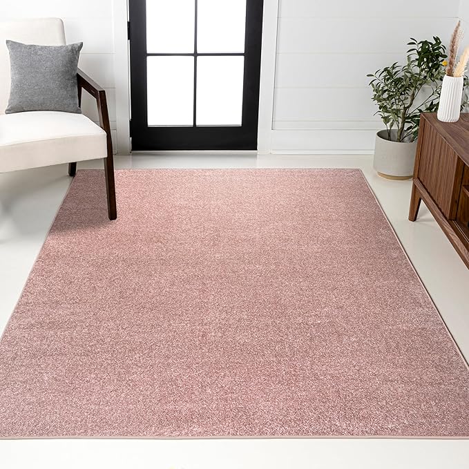 JONATHAN Y Haze Solid Low-Pile Pink Indoor Area Rug 10x14, Minimalist, by JONATHANY