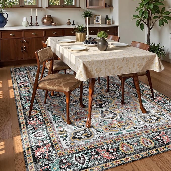 Washable Area Rug 3' x 5 ' Vintage Traditional Persian Mat - Image 3