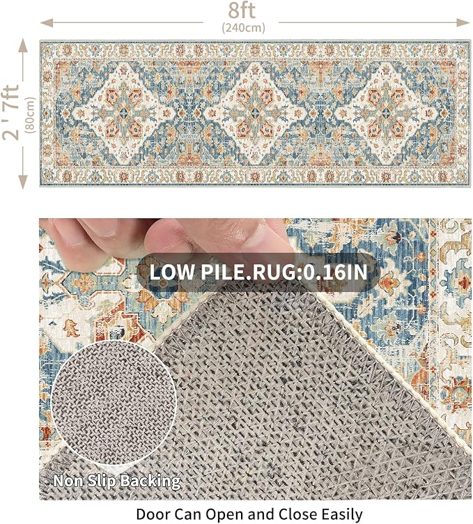Enkor Runner Rugs for Hallway, 2.6x8 Washable Soft Non Slip Floor Rugs for - Image 2