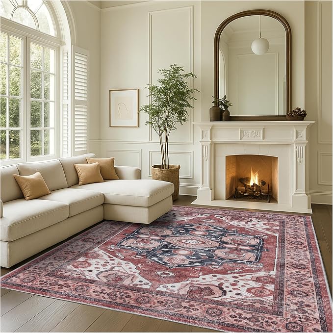 Fame Rugs Turkish Rug. Washable Vintage Oriental Antique Inspired Traditional - Image 9