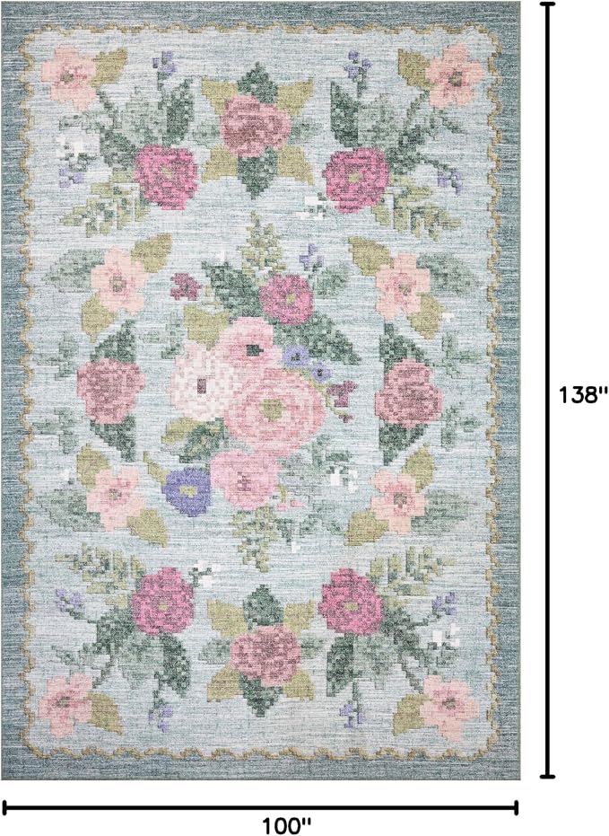 Loloi Rifle Paper Co. Rosa Collection RSA-02 Sky 8'-4" x 11'-6" Area Rug - Image 2
