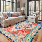 YJ.GWL Area Rugs for Living Room 5x7 Machine Washable Rugs, Non Slip Floral - Image 3