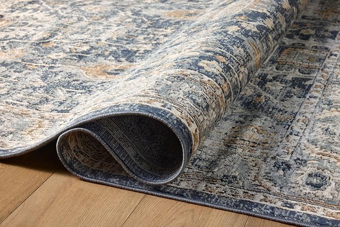 Loloi Teagan Collection TEA-03 Denim/Pebble 2'-8" x 10'-6" Runner Rug, Soft - Image 5