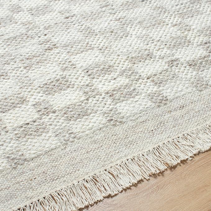 Mark&Day Wool Rugs, 2x8 Clinten Solid and Border Light Gray Runner Checkered Rug - Image 6