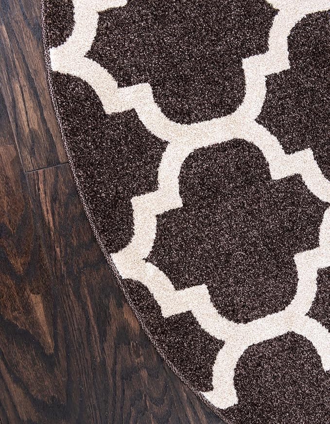 Rugs.com Lattice Collection Rug – 8 Ft Round Chocolate Brown Medium Rug Perfect - Image 5