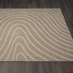 LUXE WEAVERS Modern Geometric Wave Taupe 2x3 Area Rug - Image 4