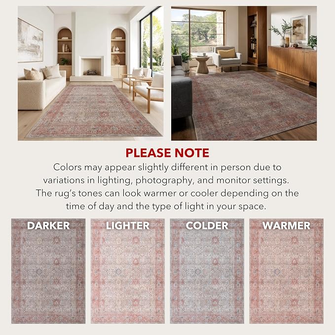 Kuden 8x10 Large Area Rug, Machine Washable Area Rug - Image 9