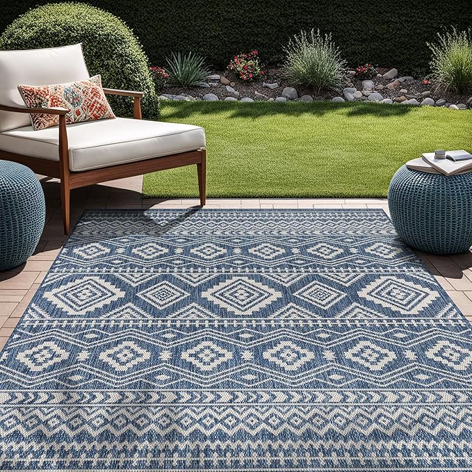 Beverly Rug Waikiki Boho Indoor Outdoor Rug 8x10, Washable Outside Carpet - Image 2