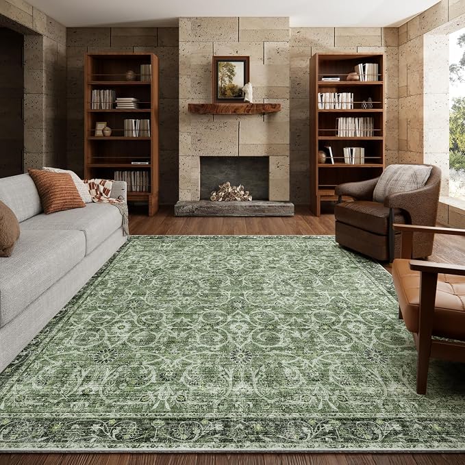 8x10 Washable Area Rugs Ultral Soft Non-Slip Stain Resistant Vintage Boho Large by NoiFamo