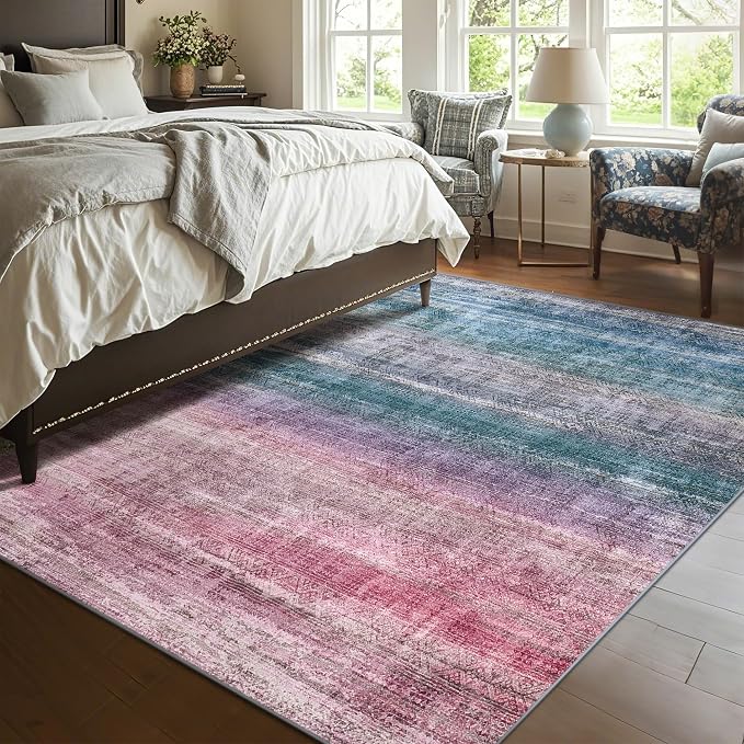 Kokia Abstract Washable Area Rug Living Room Washable 4x6 Non-Slip Stain - Image 5