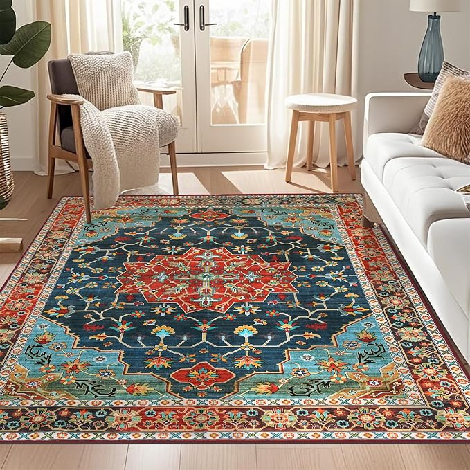 WILLSUN Washable Area Rugs, 5x7 Non-Slip Boho Large Area Rugs - Image 8