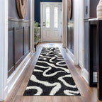 Rugshop Abstract Wavy Shag Runner Rug Anthracite Dark Gray 2' 3" x 12' Great - Image 7