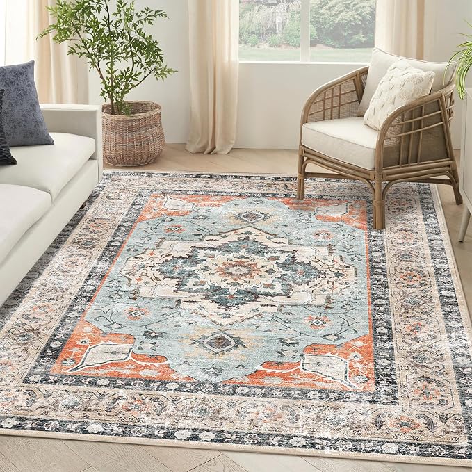 VK VK·LIVING Machine Washable Rug 5'x7' Vintage Design Washable Area Rugs - Image 9