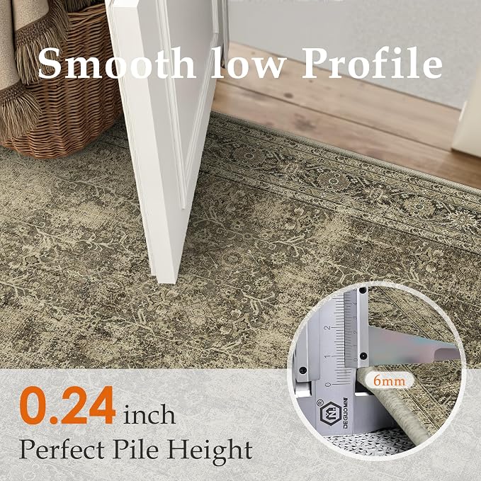 Light Brown 3x7 Vintage Area Rug Hallway Indoor Kitchen Washable Living Room - Image 3