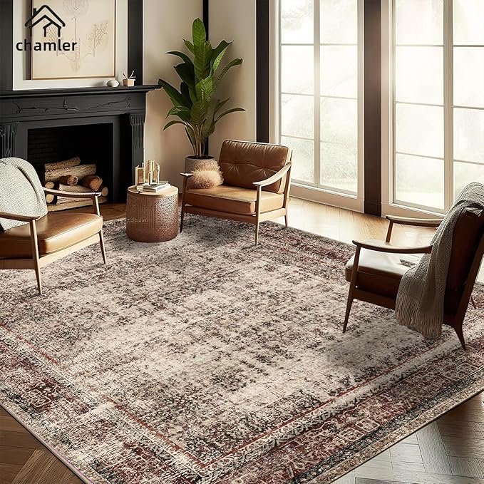 10'x14' Washable Area Rug Boho Chic Medallion Distressed Design Non-Shedding by Unknown