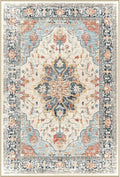 Area Rugs Square 10ft Washable Non-Slip, Floral Vintage Distress Print Pattern by RELEANY