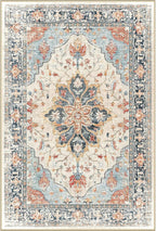 Area Rugs Square 10ft Washable Non-Slip, Floral Vintage Distress Print Pattern by RELEANY