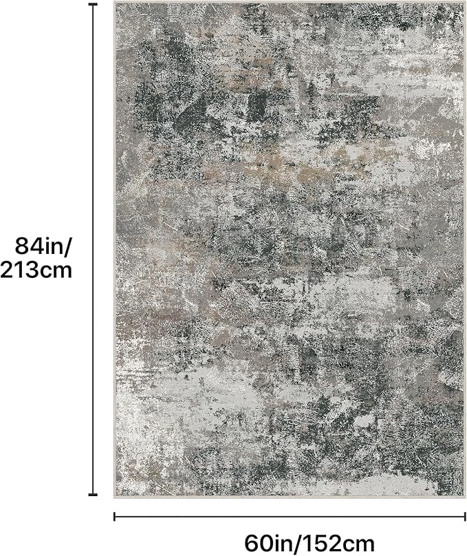 GENIMO Washable 5x7 Area Rugs for Living Room, Non Slip Modern Abstract Rug - Image 2