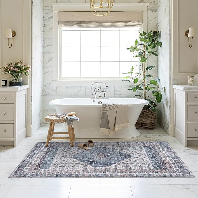 Washable Area Rug. Modern Farmhouse. Vintage. Turkish. Bohemian. Distressed. - Image 9