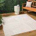 JONATHAN Y Hallie High-Low Curve Ivory/Cream 6x6 Square Indoor/Outdoor Area Rug by JONATHANY