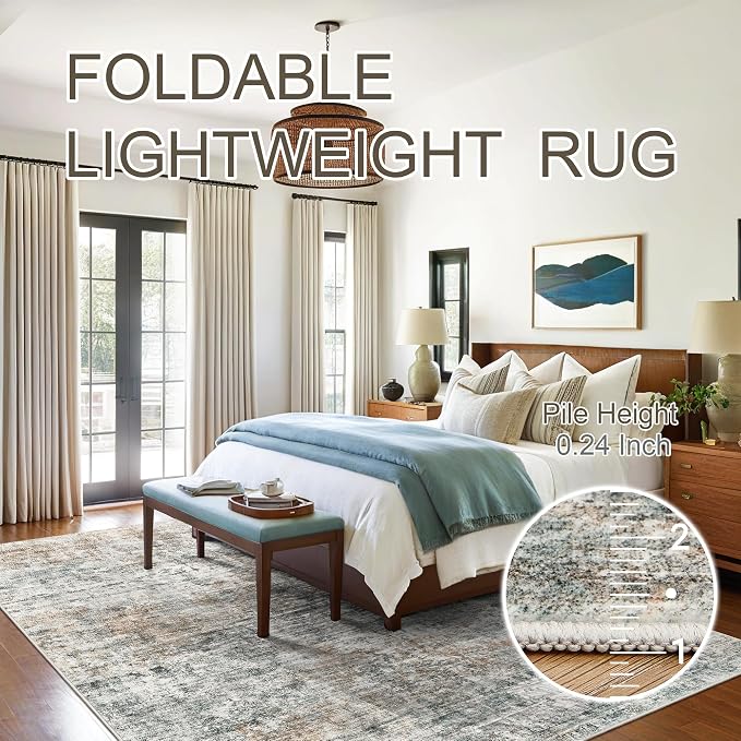 Abstract Rug 8x10 Large Living Room Rugs Neutral Modern Washable Area Rugs - Image 8