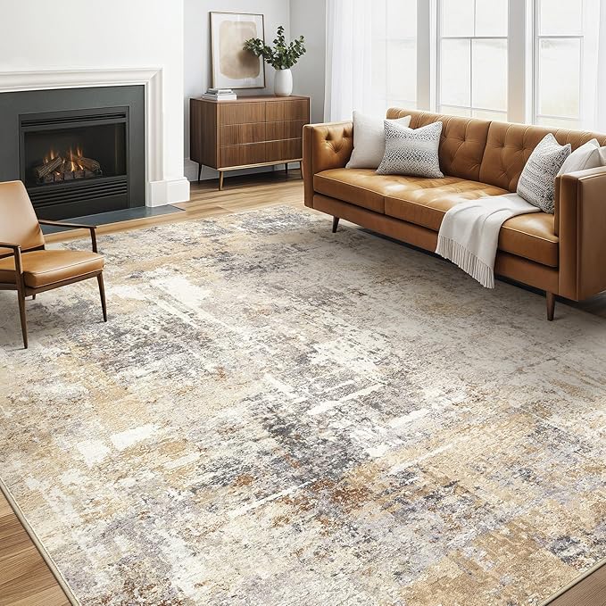 6x9 Area Rugs Living Room: Large Washable Abstract Modern Soft Rug Stain by LOONGRUG