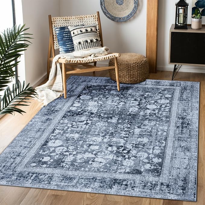 Area Rug 3×5, Vintage Boho Rug, Ultra-Soft Low Pile, Non Slip, Stain Resistant by DomitapisRug