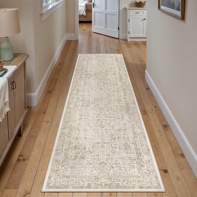 Light Brown Runner Rug 2'6"x12' Washable Carpet - Image 5