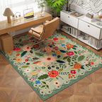 Rugcomf Bedroom Rug 3x5 Rug Washable Area Rug Non Slip Low Pile Boho Floral - Image 2