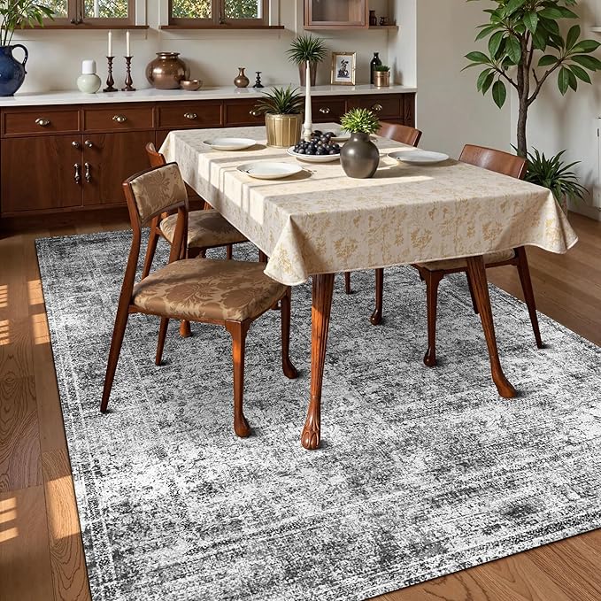 Washable Area Rug 5' x 7' Vintage Traditional Persian Mat - Image 3