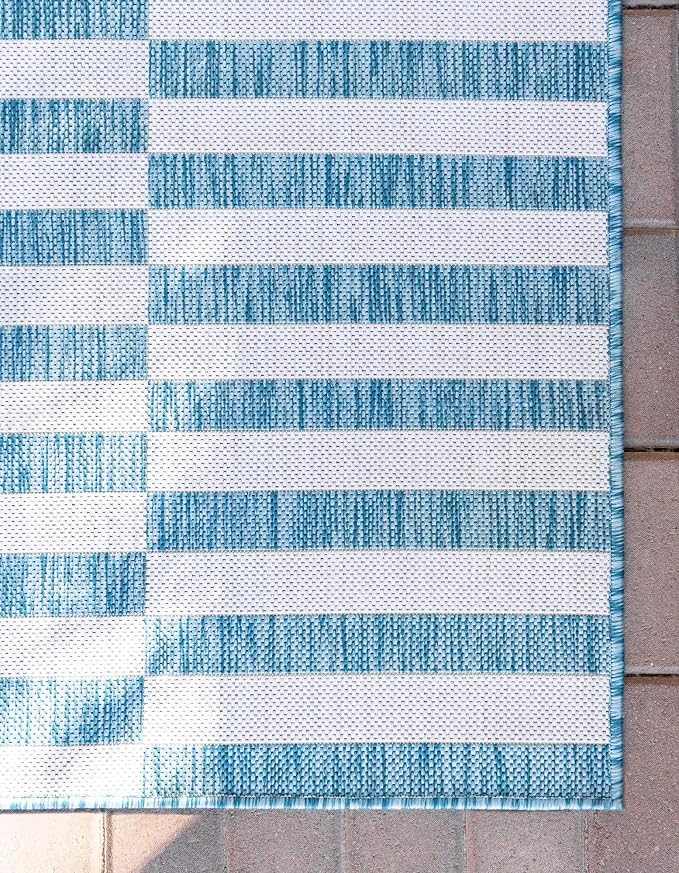 Unique Loom Outdoor Striped Collection Area Rug - Image 6