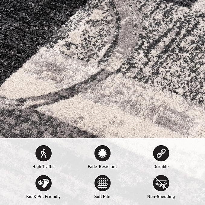 Rugshop Contemporary Abstract Circle Design Soft Area Rug 6' 6" Round Cream - Image 6