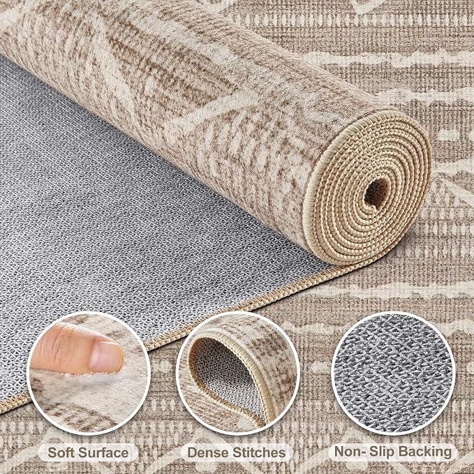 Nakagishi 10x12 Area Rug Living Room: Washable Boho Large Neutral Modern Soft - Image 3
