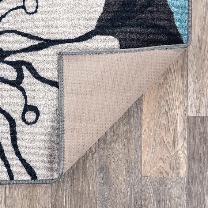 Rugshop Gray Large Floral Non-Slip Runner Rug Fade Resistant - Image 6