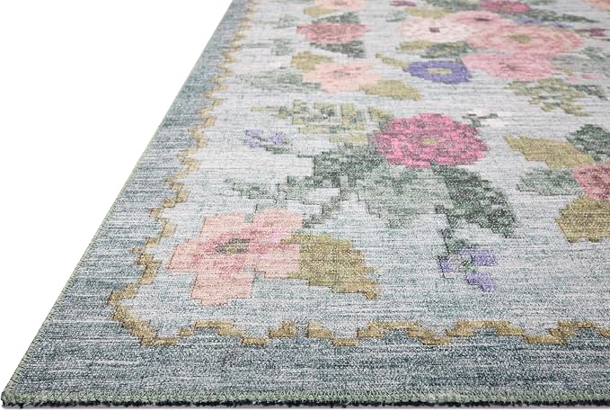 Loloi Rifle Paper Co. Rosa Collection RSA-02 Sky 2'-6" x 9'-6" Runner Rug - Image 3